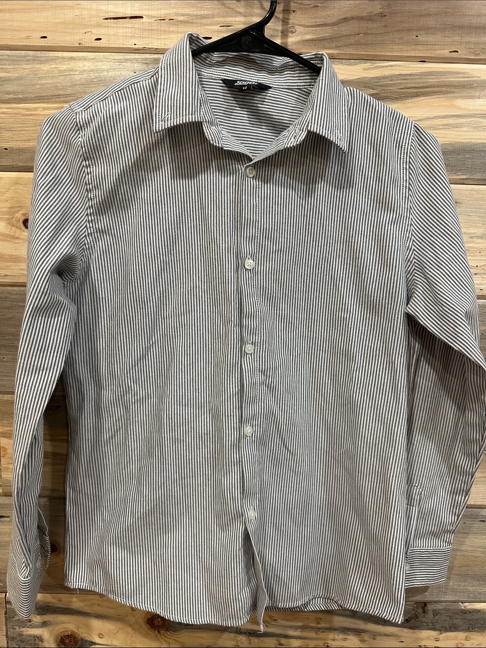 Boys Striped Button-Down Shirt - Gray & White